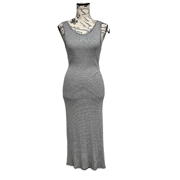 PORCH Striped Bodycon Maxi Dress Ribbed Stretch Coastal Beach S Nautical Preppy - Picture 1 of 7